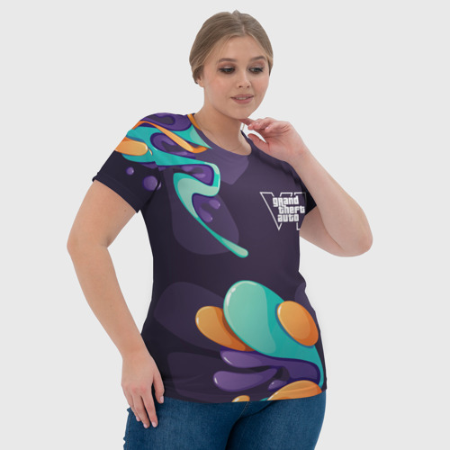 Женская футболка 3D GTA6 graffity splash, цвет 3D печать - фото 6