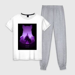 Женская пижама с белой футболкой хлопок Аниме Дельта