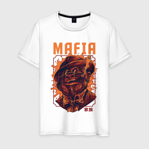 Мужская футболка из хлопка с принтом Mafia ape, вид спереди №1