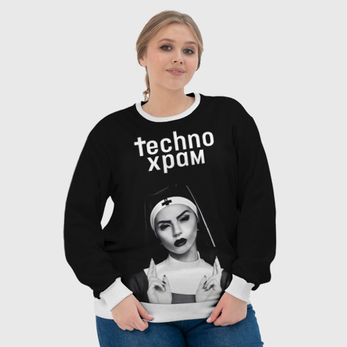 Женский свитшот 3D Techno храм монашка демон, цвет 3D печать - фото 6