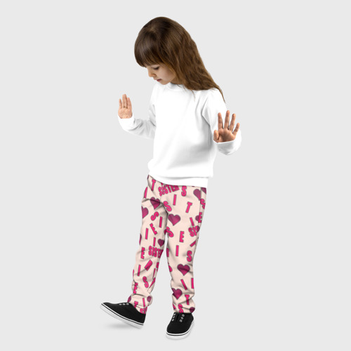 Детские брюки 3D с принтом Я люблю сестру паттерн, фото на моделе #1