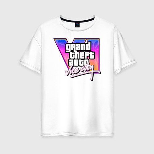 Женская футболка хлопок Oversize Gta 6 vice city, цвет белый