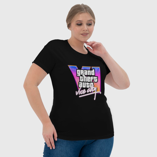 Женская футболка 3D Gta 6 vice city logo, цвет 3D печать - фото 6