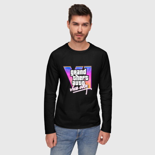 Мужской лонгслив 3D Gta 6 vice city logo, цвет 3D печать - фото 3