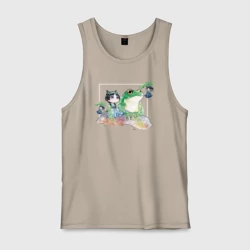 Мужская майка хлопок Маомао чиби и лягушка - Монолог фармацевта