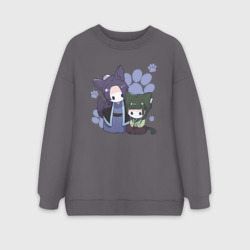 Женский свитшот oversize без начеса хлопок Джинши и Маомао