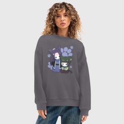 Женский свитшот oversize без начеса хлопок Джинши и Маомао - фото 2