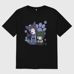 Женская футболка хлопок Oversize Джинши и Маомао