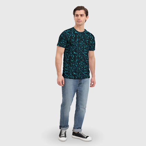 Мужская футболка 3D с принтом Цветной дождь, вид сбоку #3