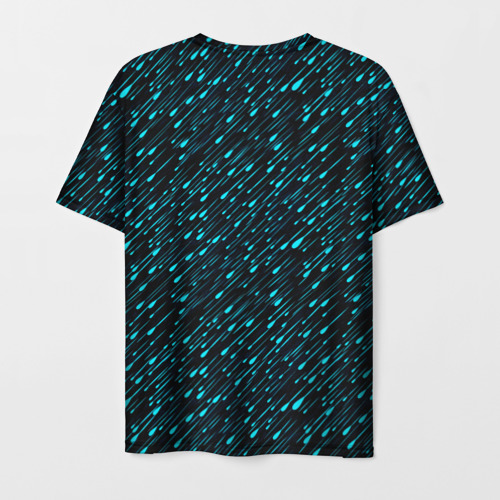 Мужская футболка 3D с принтом Цветной дождь, вид сзади #1