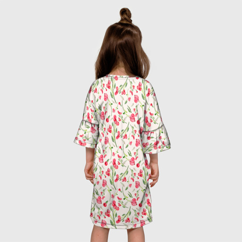 Детское платье 3D с принтом Красные ягоды bege, вид сзади #2