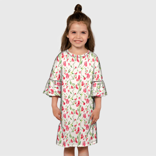 Детское платье 3D с принтом Красные ягоды bege, вид сбоку #3