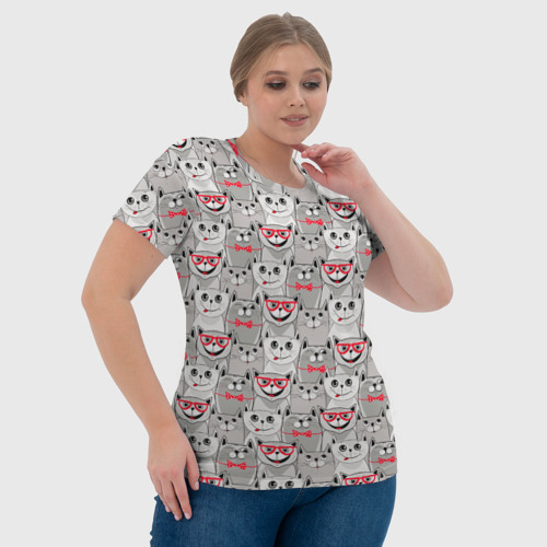 Женская футболка 3D с принтом Серые коты, фото #4