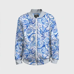 Детский бомбер 3D Гжельская роспись на белом фоне