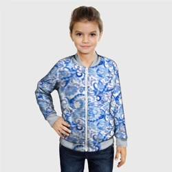 Детский бомбер 3D Гжельская роспись на белом фоне - фото 2