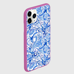 Чехол для iPhone 11 Pro матовый Гжельская роспись на белом фоне - фото 2