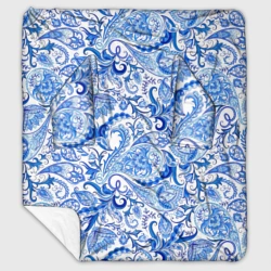 Плед с рукавами Гжельская роспись на белом фоне