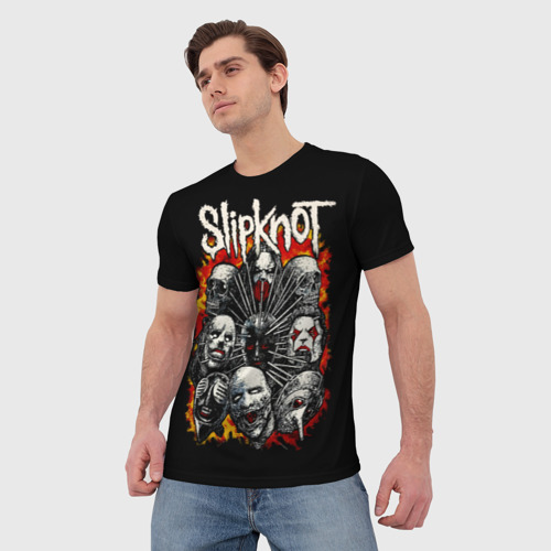 Мужская футболка 3D Slipknot метал-группа, цвет 3D печать - фото 3