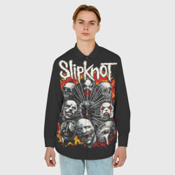 Мужская рубашка oversize 3D Slipknot метал-группа - фото 2