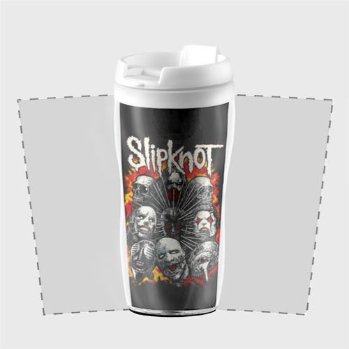 Термокружка-непроливайка Slipknot метал-группа, цвет белый - фото 2
