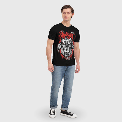 Мужская футболка 3D с принтом Slipknot - козёл, вид сбоку #3