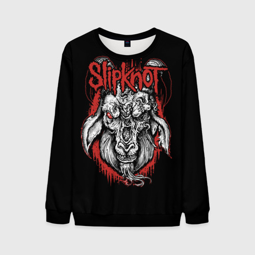 Мужской свитшот 3D Slipknot - козёл, цвет черный