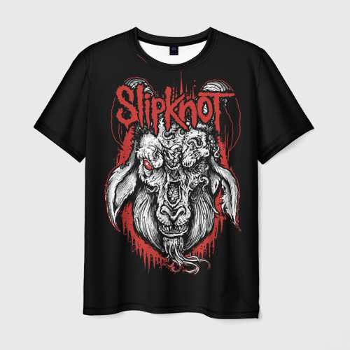 Мужская футболка 3D с принтом Slipknot - козёл, вид спереди #2