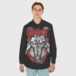 Мужская рубашка oversize 3D Slipknot - козёл - фото 2