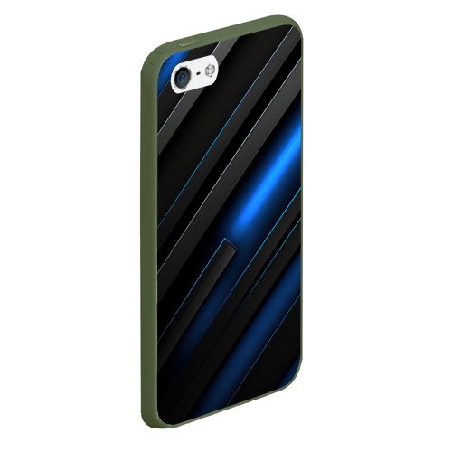 Чехол для iPhone 5/5S матовый Неоновая синяя  абстракция, цвет темно-зеленый - фото 3
