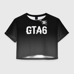 Женская футболка Crop-top 3D GTA6 glitch на темном фоне посередине