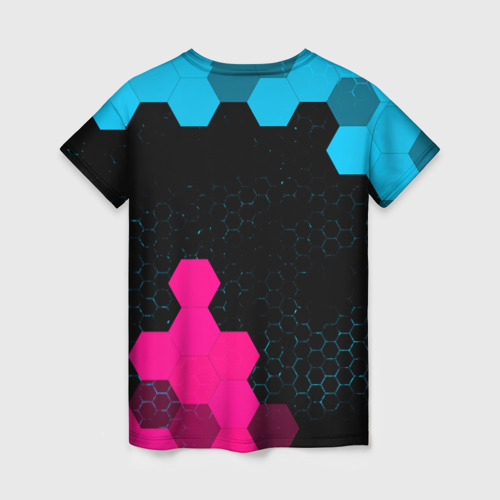 Женская футболка 3D GTA 6 - neon gradient вертикально, цвет 3D печать - фото 2