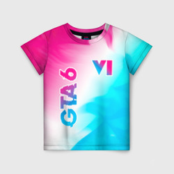 Детская футболка 3D GTA 6 neon gradient style вертикально