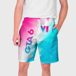 Мужские шорты 3D GTA 6 neon gradient style вертикально