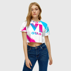 Женская футболка Crop-top 3D GTA 6 neon gradient style - фото 2