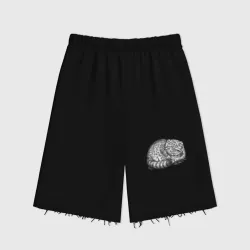 Женские шорты oversize футер хлопок Манул калачиком