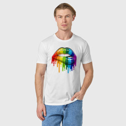 Мужская футболка хлопок Rainbow lips - фото 2