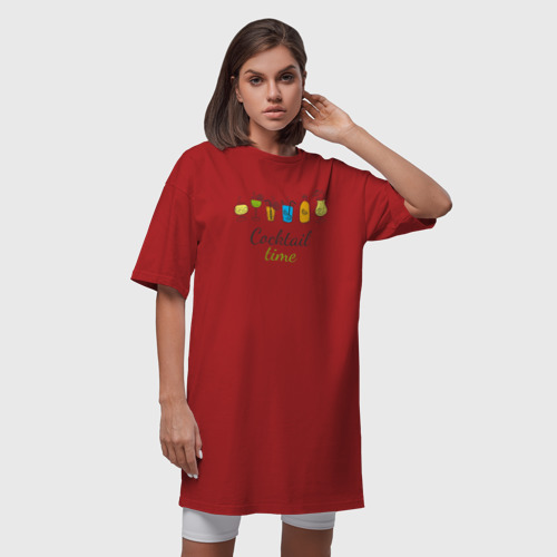 Платье-футболка хлопок Время коктейлей, цвет красный - фото 5