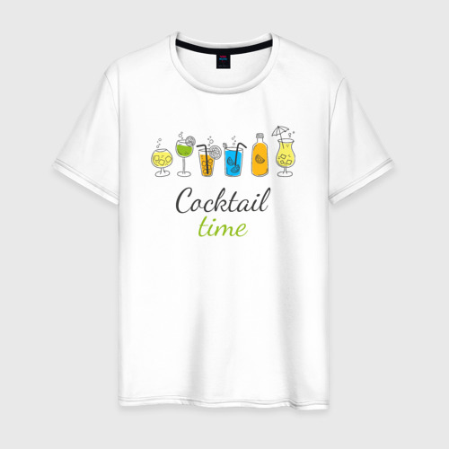 Мужская футболка хлопок Время коктейлей, цвет белый