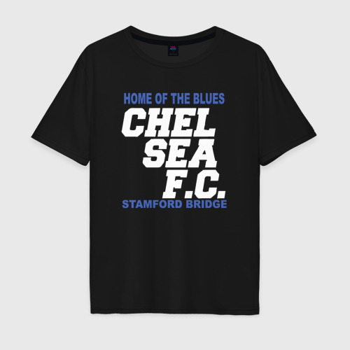 Мужская футболка хлопок Oversize Chelsea Stamford Bridge, цвет черный