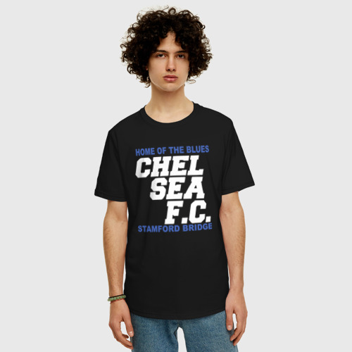 Мужская футболка хлопок Oversize Chelsea Stamford Bridge, цвет черный - фото 3