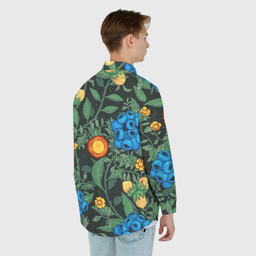 Мужская рубашка oversize 3D с принтом Черника с орехами, вид сзади #2