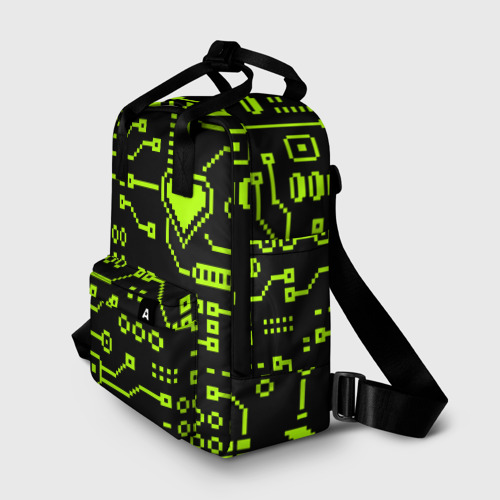 Женский рюкзак 3D с принтом Сердце и микросхемы, фото на моделе #1