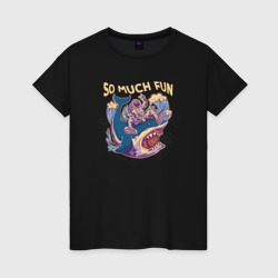 Женская футболка хлопок Акула и космонавт