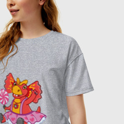 Женская футболка хлопок Oversize Сирена - дракоша - фото 2