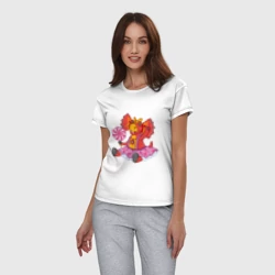 Женская пижама с белой футболкой хлопок Сирена - дракоша - фото 2