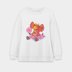 Женский свитшот oversize без начеса хлопок Сирена - дракоша 3