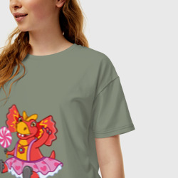 Женская футболка хлопок Oversize Сирена - дракоша 3 - фото 2