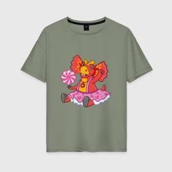 Женская футболка хлопок Oversize Сирена - дракоша 3
