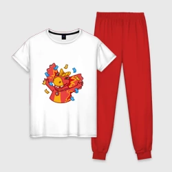 Женская пижама с белой футболкой хлопок Сирена - Турбозавры