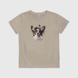 Детская футболка хлопок Папильон с цветами и бабачкой